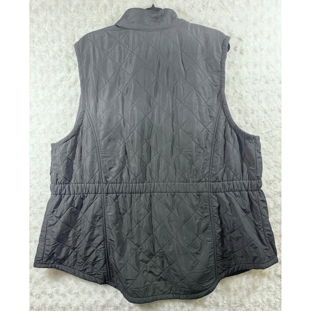 Bit & Bridle Womens Quilted Puffer Vest Black Fleece Lined Full Zip Equestrian L - Picture 2 of 8